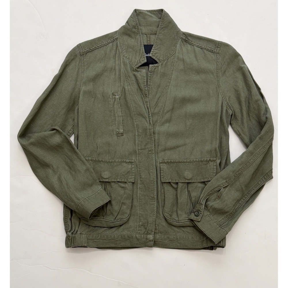Madewell Linen Blend Field Jacket Olive Green Utility XXS F0890 SU16